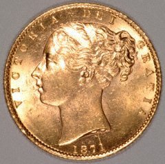 Victoria Young Head on 1871 Sovereign